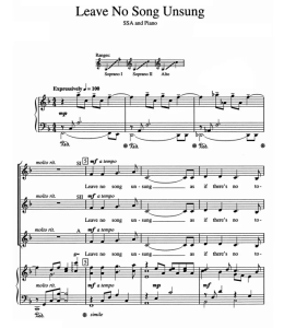 Leave No Song Unsung SSA 三声部童声女声 合唱线谱-云音圈