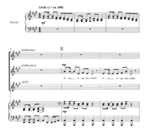 商品为SSA 三声部合唱线谱 南非民歌 Aya Ngena 格雷版 童声女声合唱线谱  有试听-云音圈