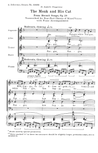 巴伯 The Monk and His Cat SATB 四声部混声+钢琴 现代派 合唱线谱-云音圈