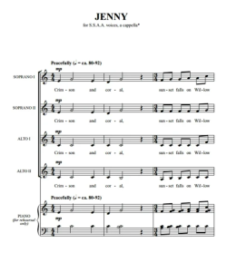 珍妮 SSAA 四声部童声女声无伴奏 迈尔斯版 阿卡贝拉 合唱线谱 有试听-云音圈