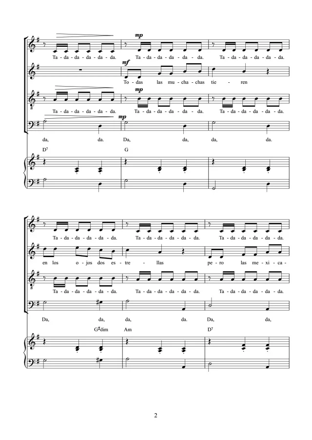 图片[2]-蟑螂之歌 SATB 四声部混声+钢琴 墨西哥民歌 合唱线谱 La Cucaracha-云音圈
