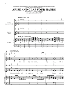 Arise and Clap Your Hands SA 二部声部童声女声+钢琴 拍手伴奏 合唱线谱  有试听-云音圈