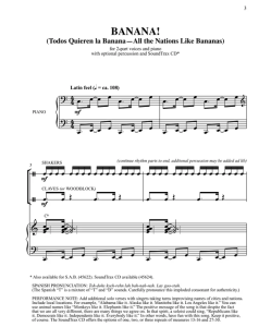 Banana! 尼加拉瓜民歌 SA 二声部童声女声+钢琴 合唱线谱 有试听-云音圈