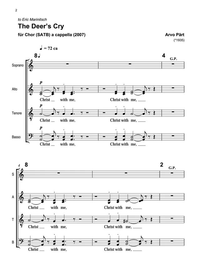 The Deer’s Cry SATB 四声部混声无伴奏 简约派 阿卡贝拉 合唱线谱  有试听-云音圈