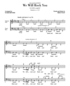 We Will Rock You 阿卡贝拉 SATB 四声部混声无伴奏 合唱线谱 有试听-云音圈