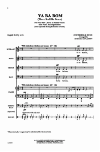 犹太民歌 Ya Ba Bom SATB 四声部混声 合唱线谱 有试听-云音圈