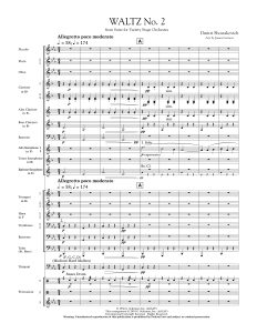 肖斯塔科维奇第二圆舞曲 3级 交响管乐总分谱  有试听-云音圈