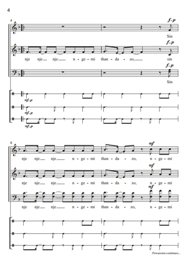 图片[2]-Babethandaza 约翰逊版 阿卡贝拉 打击乐伴奏 SATB 四声部混声 合唱线谱 有试听