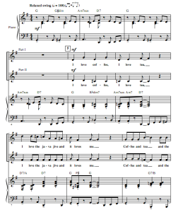 商品为SA 二声部合唱线谱  Java Jive 科比肖版 童声女声爵士合唱谱  有试听-云音圈