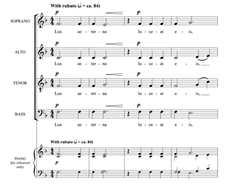 Lux Aeterna 格雷版 阿卡贝拉 SATB 四声部混声无伴奏 合唱线谱 有试听