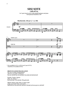 商品为SAB 三声部合唱线谱 Sisi Sote 非洲风格 贝克版 混声合唱谱  有试听-云音圈