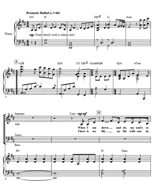 You Raise Me Up 爱默生版 SATB 四声部混声 合唱线谱