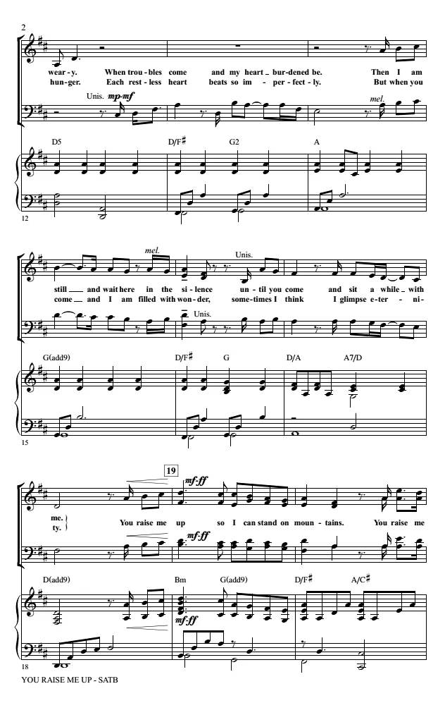 图片[2]-You Raise Me Up 爱默生版 SATB 四声部混声 合唱线谱