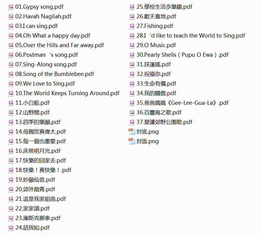 图片[2]-【香港儿童合唱团初级组歌集】（共37首） 官方乐谱 14首英文合唱，23首是中文合唱（包括广东话合唱）