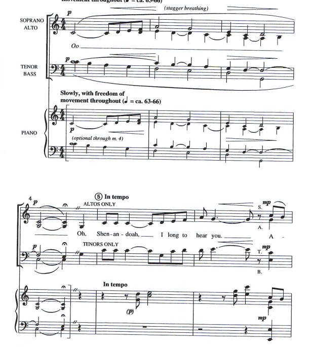 shenandoah 奥尔豪斯版 SATB 四声部混声 合唱线谱