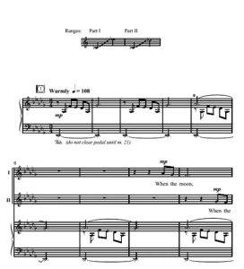 当那月亮 SA 二声部童声女声+钢琴 合唱线谱 有试听-云音圈