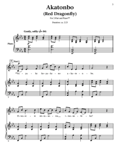 日本民歌 红蜻蜓 吉尔平版 SA 二声部童声女声+钢琴 合唱线谱 有试听-云音圈