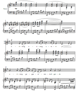 朝鲜民歌 阿里郎 禹孝元版 四声部混声+打击乐+钢琴 合唱线谱 有试听-云音圈