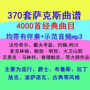 370套萨克斯曲谱 超4000首 曲谱+示范+伴奏  全部打包-云音圈