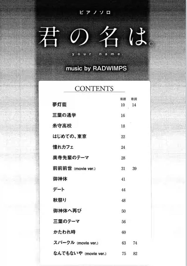 图片[2]-电影动漫《你的名字》15首配乐钢琴独奏谱