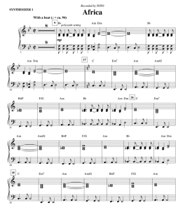 商品为伴奏分谱 托托乐队 Africa 爱默生版 合唱伴奏分谱 有试听-云音圈