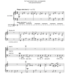 红辣椒 Chili Caliente SAB 三声部混声 打击乐伴奏 合唱线谱  有试听-云音圈