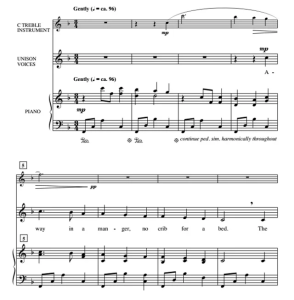 Away In A Manger 施奈德版 齐唱或二部童声女声 +钢琴 圣诞合唱线谱 有试听-云音圈