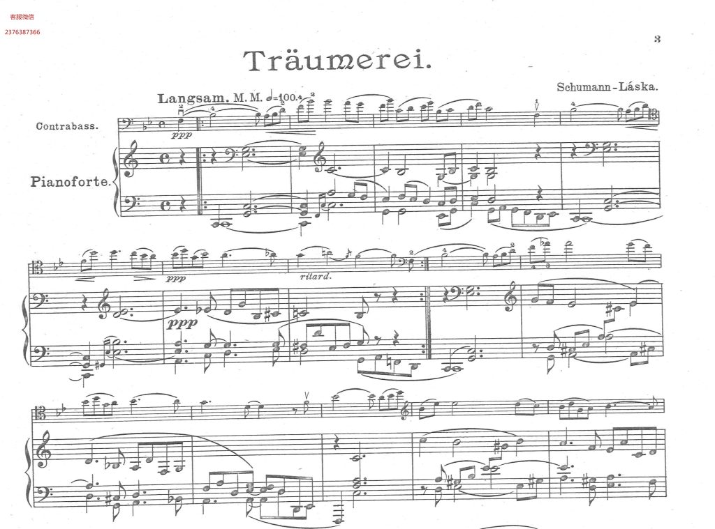 图片[2]-梦幻曲  舒曼  低音提琴钢琴总分谱