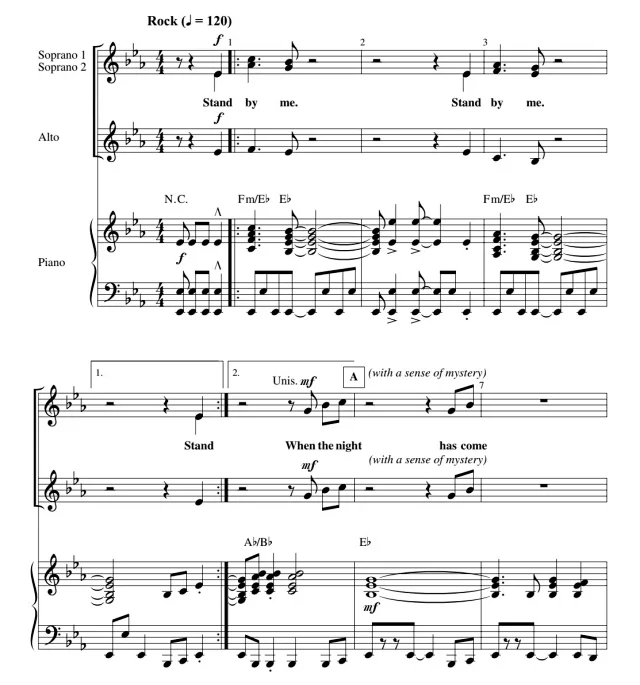Stand By Me 科比肖版 SSA 三部童声女声+钢琴 合唱线谱