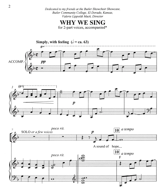 Why We Sing SA 二声部童声女声 合唱线谱 有试听