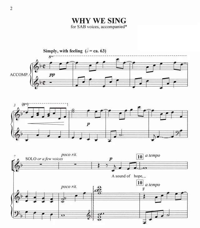 Why We Sing SAB 三声部混声 合唱线谱 有试听