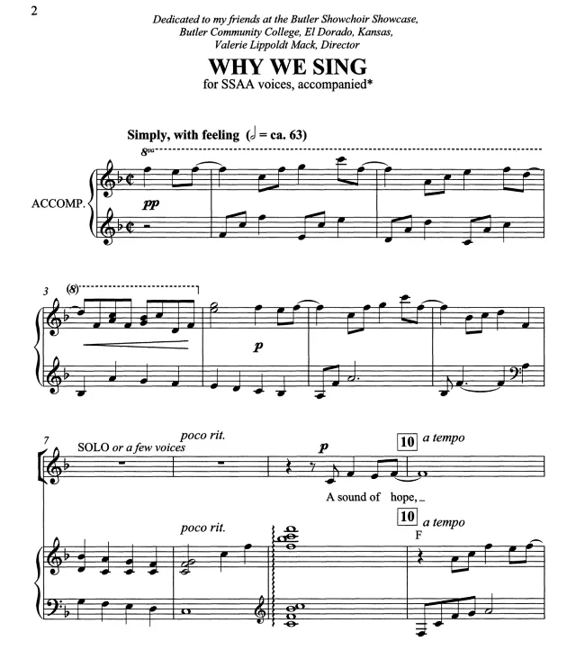 Why We Sing SSAA 四声部童声女声 合唱线谱 有试听