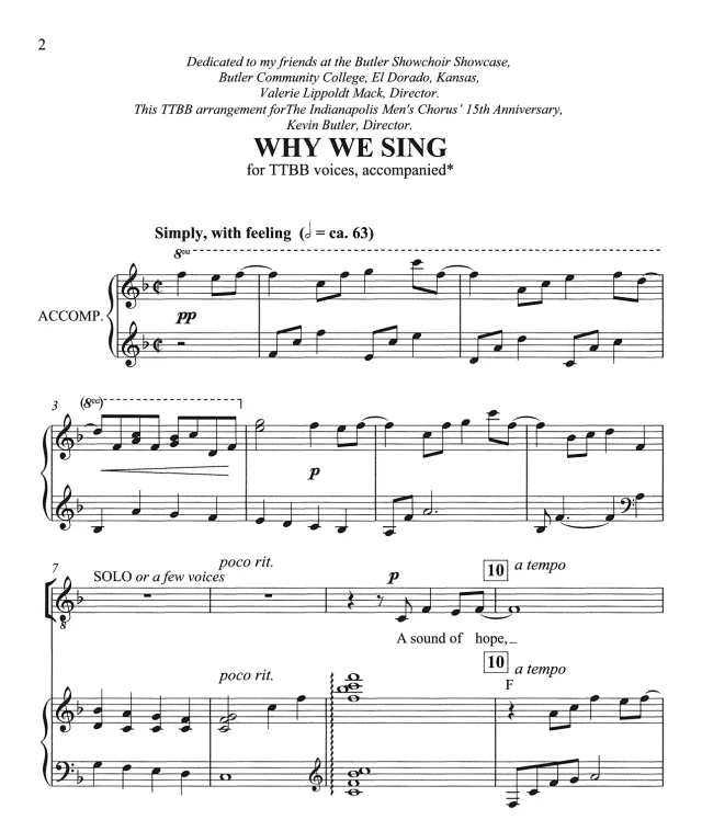Why We Sing TTBB 四声部男声 合唱线谱 有试听