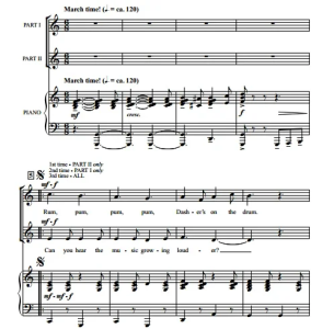 北极行进乐团 The North Pole Marching Band 贝克版 二部童声女声合唱+钢琴 合唱  伴奏音频-云音圈