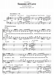 商品为SATB 四声部混声合唱线谱  吉屋出租 Seasons of Love 爱默生版  有试听-云音圈