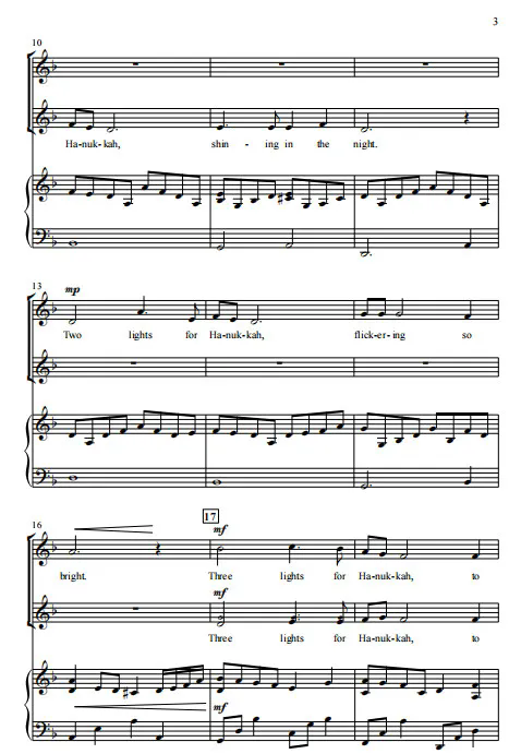 图片[2]-哈努卡的八束光 Eight Lights For Hanukkah SA 二声部童声女声+钢琴 合唱  伴奏音频