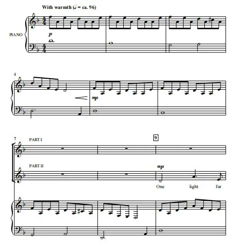 哈努卡的八束光 Eight Lights For Hanukkah SA 二声部童声女声+钢琴 合唱  伴奏音频