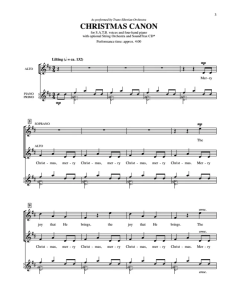 圣诞卡农 贝克版 SATB 四声部混声 钢琴四手联弹伴奏 合唱线谱 有试听-云音圈