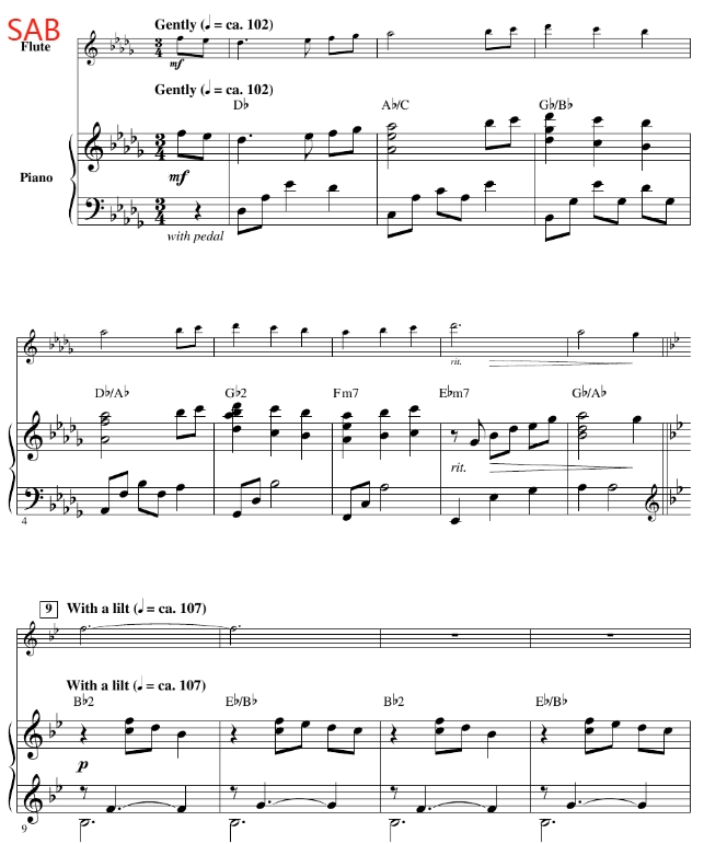 图片[2]-圣诞旋律 A Christmas Melody 赫夫版 合唱 混声SAB 童声女声SA 长笛 伴奏音频