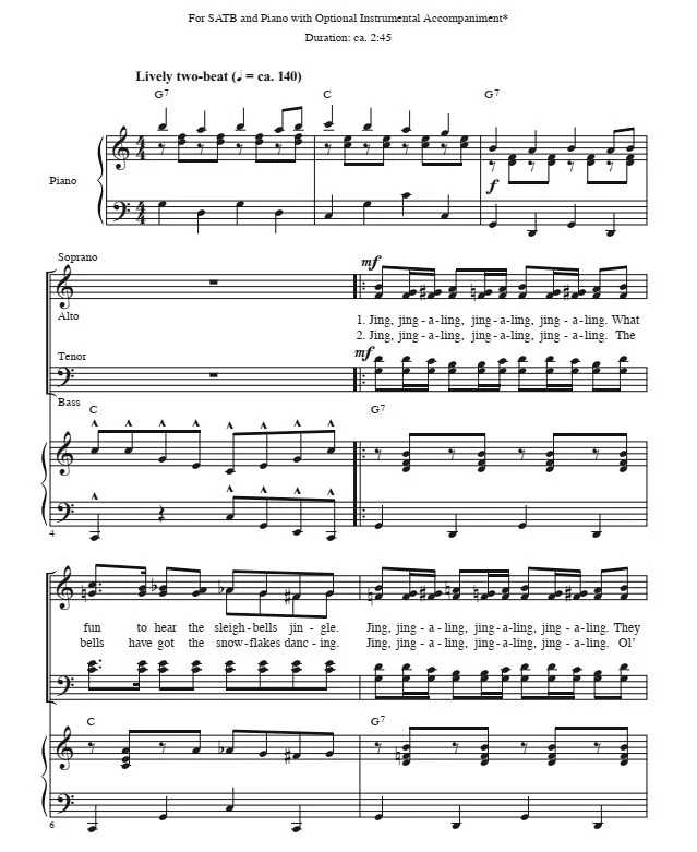 安德鲁斯姐妹 Jing-A-Ling, Jing-A-Ling 赫夫版 SATB 四声部混声 爵士合唱线谱 有试听