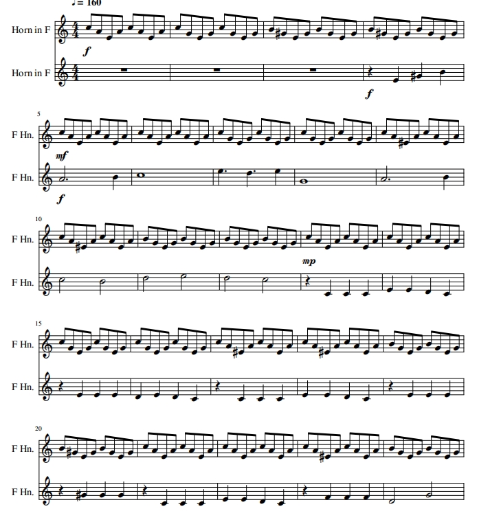 怪诞小镇主题曲 Gravity Falls Theme 圆号二重奏 总谱+分谱 有试听