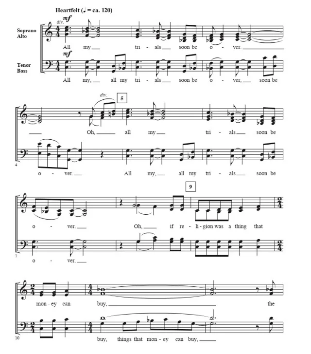 我的考验 All My Trials 科比肖版 阿卡贝拉 SATB 四声部混声 无伴奏合唱谱 有试听