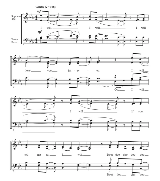 披头士 I Will 科比肖版 阿卡贝拉 SATB 四声部混声 无伴奏合唱线谱 有试听