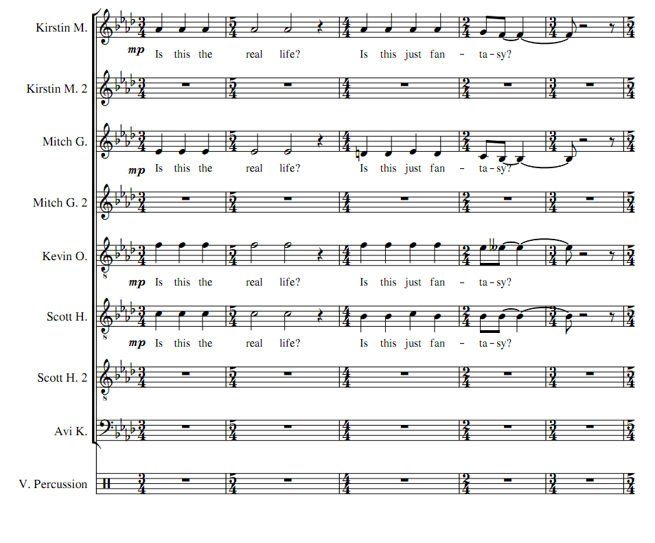 波西米亚狂想曲 bohemian rhapsody 阿卡贝拉 合唱线谱 有试听