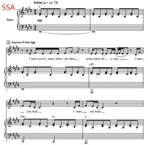 火星哥 Talking To The Moon 米勒版 SSA 三声部童声女声 流行合唱线谱 有试听-云音圈