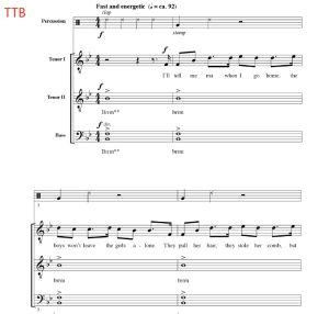 爱尔兰民歌 I'll Tell Me Ma 克罗克版 TTB 三声部男声+打击乐 合唱 伴奏音频-云音圈