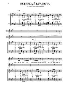 维拉-罗伯士 Estrela e Lua Nova 阿卡贝拉 SATB 四声部无伴奏混声 合唱线谱  有试听-云音圈