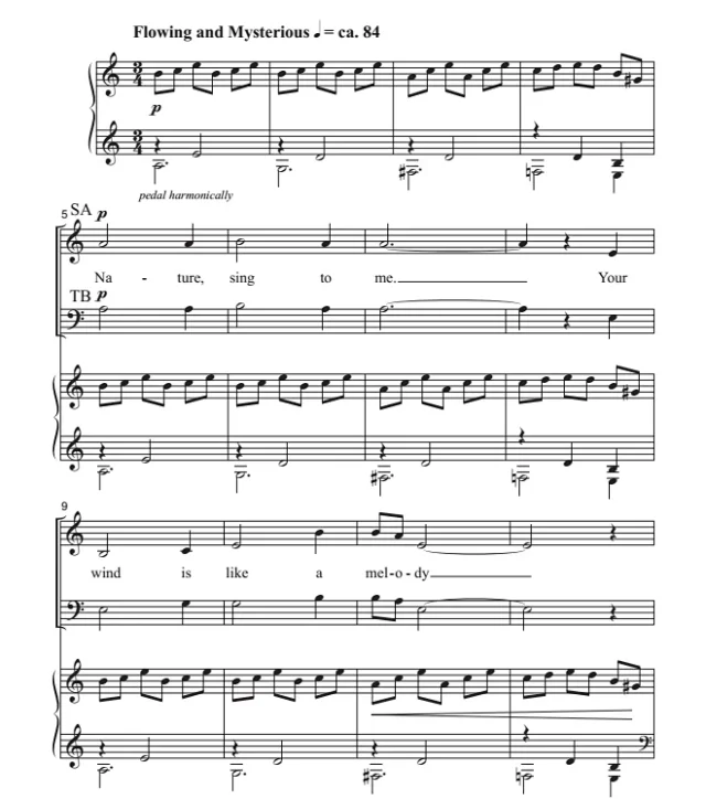 自然，对我歌唱 Nature, Sing to Me SATB 四声部混声+钢琴 合唱线谱 有试听