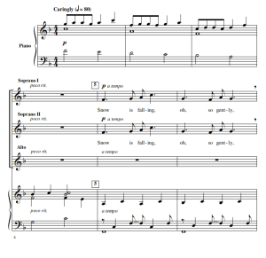 商品为SSA 三声部合唱线谱 雪落 Snow Is Falling 吉尔平版 童声女声合唱谱 有试听-云音圈