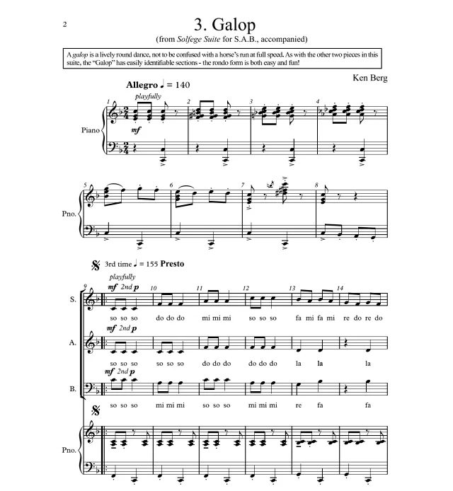 音阶歌 Galop 贝尔格版 合唱 混声SATB SAB 伴奏音频 有试听